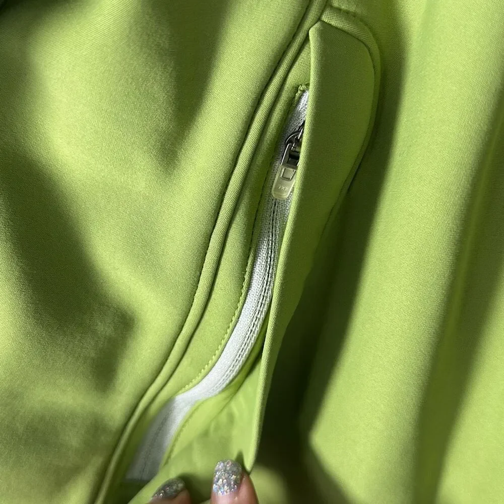 LL BEAN Soft Shell Windstopper Fleece Lined Nylon Jacket Zip Women M Green 0AKM4
